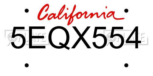 5EQX554 California License Plate