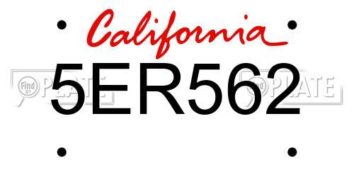 5ER562 California License Plate