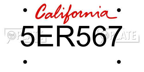 5ER567 California License Plate