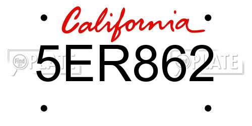 5ER862 California License Plate