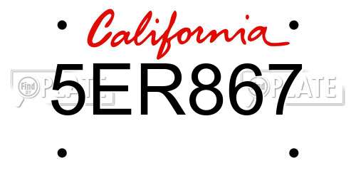 5ER867 California License Plate