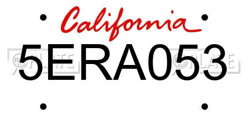 5ERA053 California License Plate