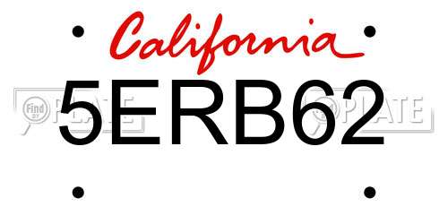 5ERB62 California License Plate