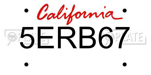 5ERB67 California License Plate