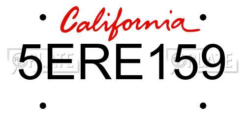 5ERE159 California License Plate