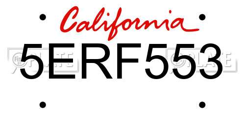 5ERF553 California License Plate