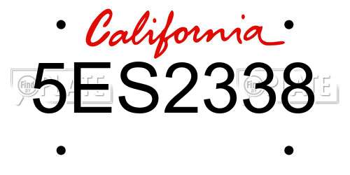 5ES2338 California License Plate