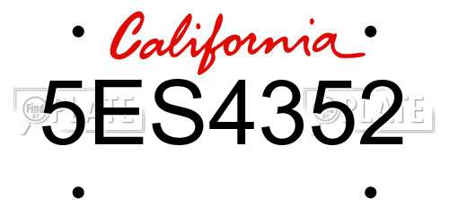 5ES4352 California License Plate