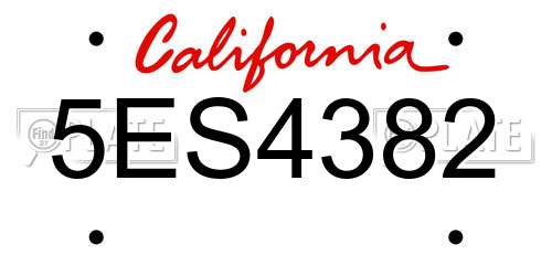 5ES4382 California License Plate
