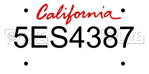 5ES4387 California License Plate