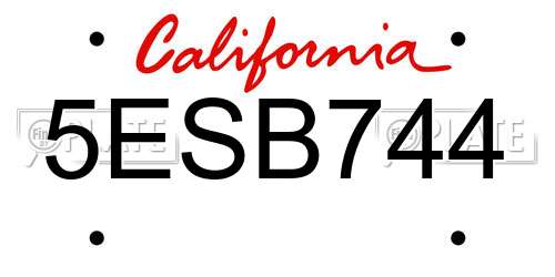 5ESB744 California License Plate