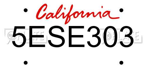 5ESE303 California License Plate