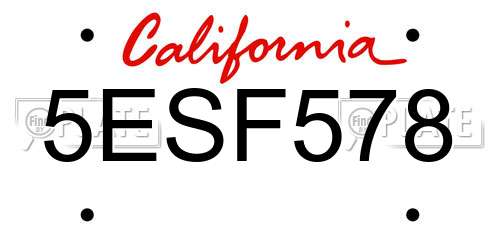 5ESF578 California License Plate