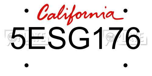 5ESG176 California License Plate
