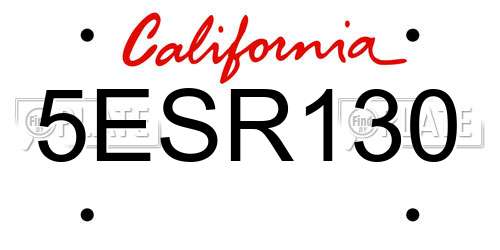 5ESR130 California License Plate