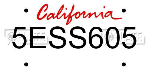 5ESS605 California License Plate