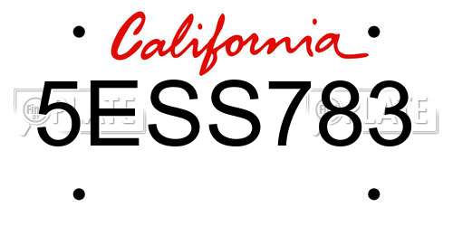 5ESS783 California License Plate