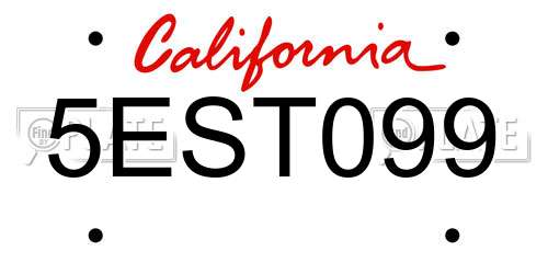 5EST099 California License Plate