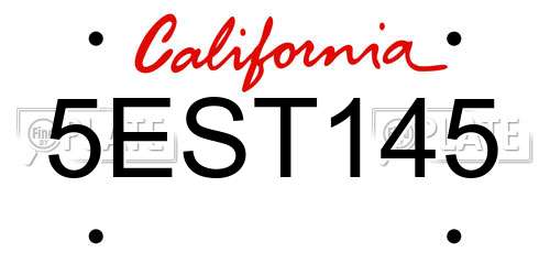 5EST145 California License Plate