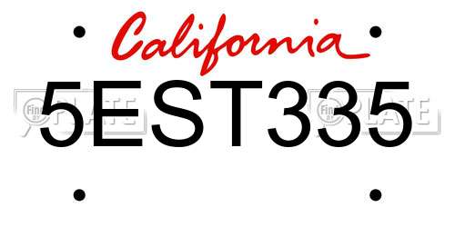 5EST335 California License Plate