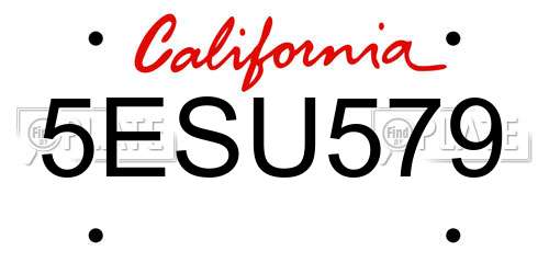 5ESU579 California License Plate