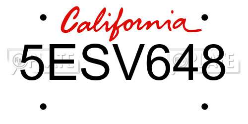 5ESV648 California License Plate