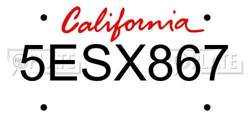5ESX867 California License Plate