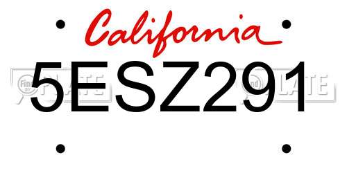 5ESZ291 California License Plate