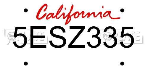 5ESZ335 California License Plate