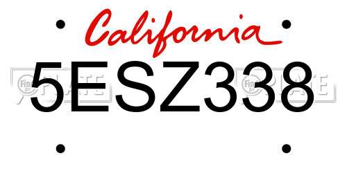 5ESZ338 California License Plate