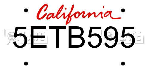5ETB595 California License Plate