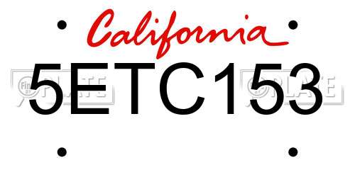 5ETC153 California License Plate