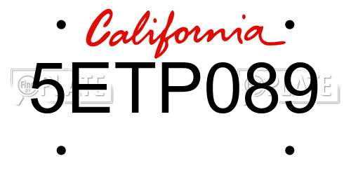 5ETP089 California License Plate