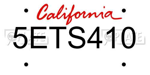 5ETS410 California License Plate