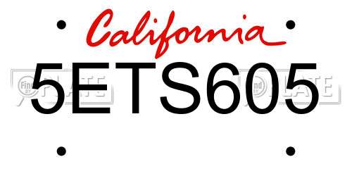 5ETS605 California License Plate