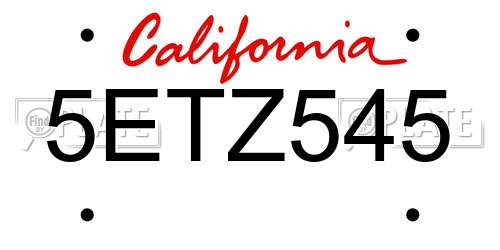 5ETZ545 California License Plate