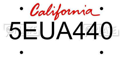 5EUA440 California License Plate