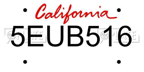 5EUB516 California License Plate