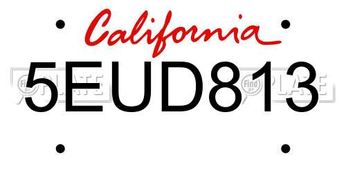 5EUD813 California License Plate