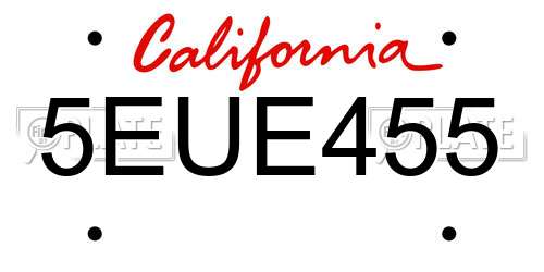 5EUE455 California License Plate