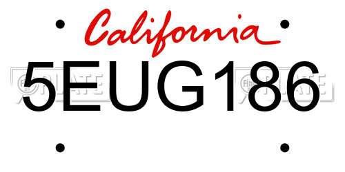 5EUG186 California License Plate