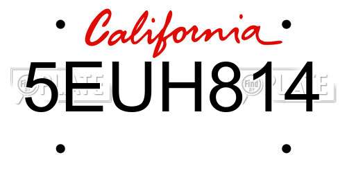 5EUH814 California License Plate