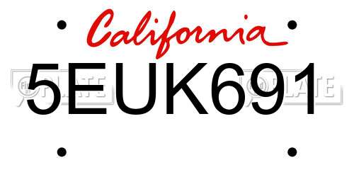 5EUK691 California License Plate