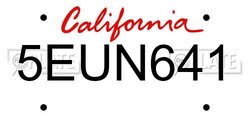 5EUN641 California License Plate