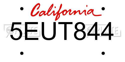 5EUT844 California License Plate