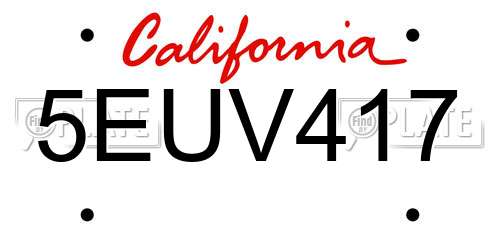5EUV417 California License Plate