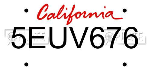 5EUV676 California License Plate