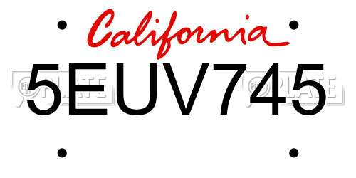 5EUV745 California License Plate