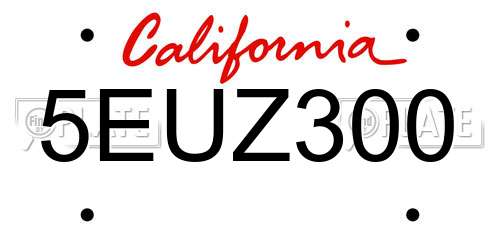 5EUZ300 California License Plate