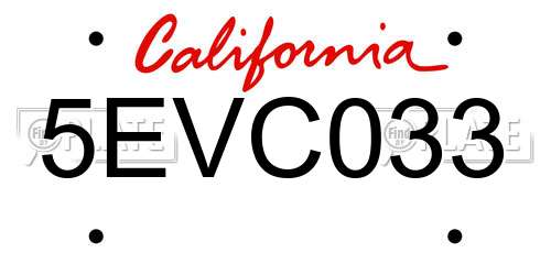 5EVC033 California License Plate